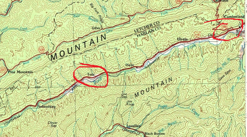 USGS Middlesboro quad 1977, 100,000 scale.