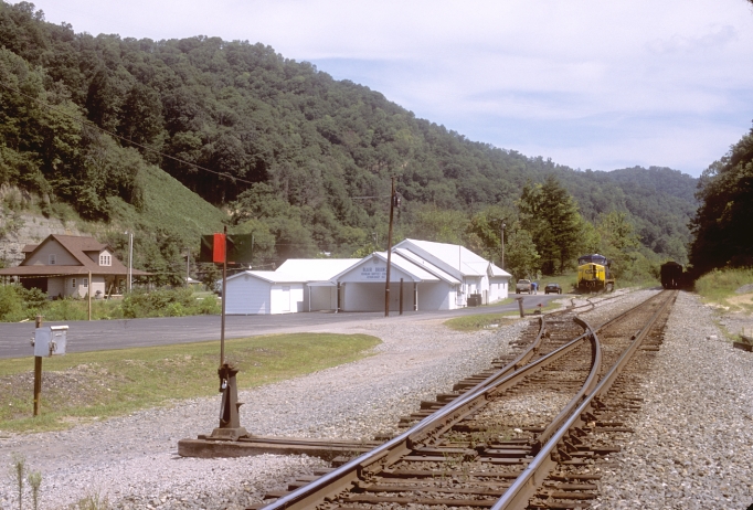 At Isom I found pusher AC44 542 parked in the siding beside the church at the mouth of Blair Branch.