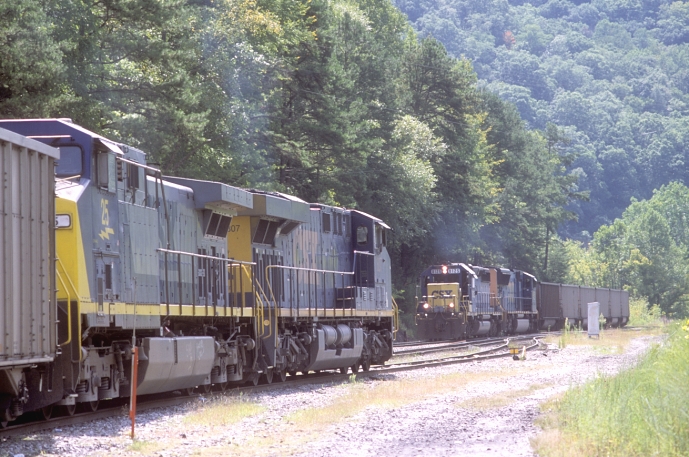 This gave me an opportunity to drive up through the remains of Dent yard (passing siding and one storage track) where I found a SCWX loaded train parked in the siding.