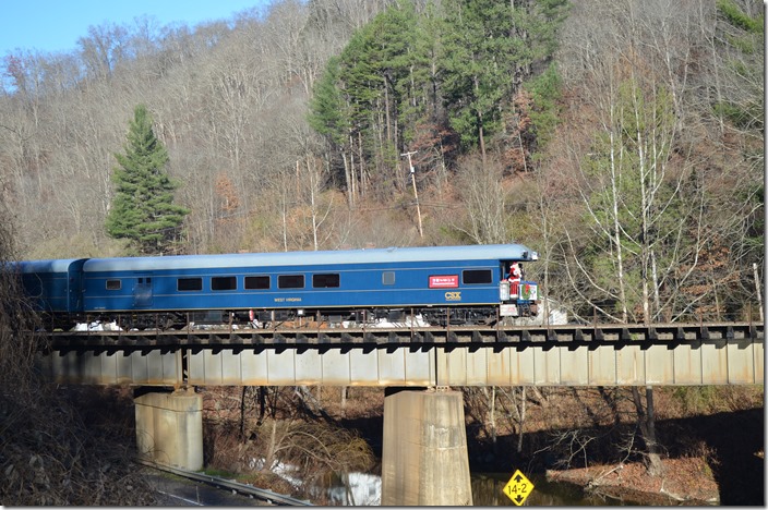 CSX Santa Train leaving Clinchco VA.  View 2.