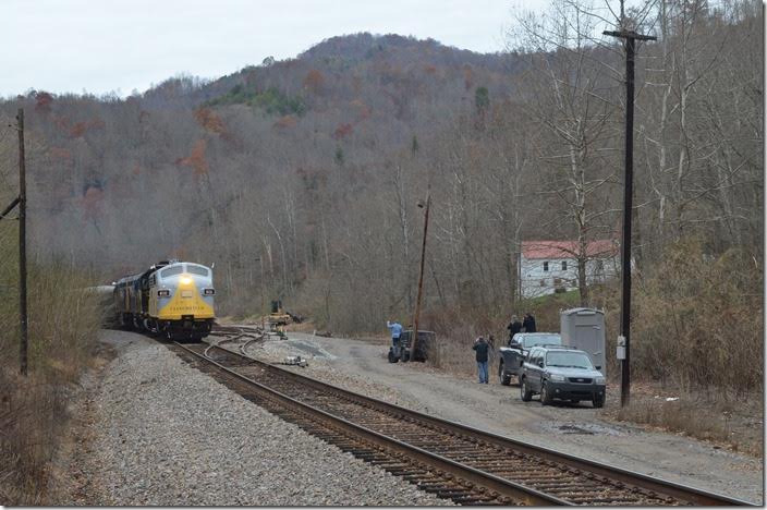 James Moore, Joe Moore, Jerry Doyle, Russ Miller and Brian Gessel appreciate the significance of the event at the south end of Dante Yard. James and Russ are CSX engineers and Brian works at Huntington Loco. Shop. I hope young Joe remembers this outing with his dad, and it becomes a hobby.