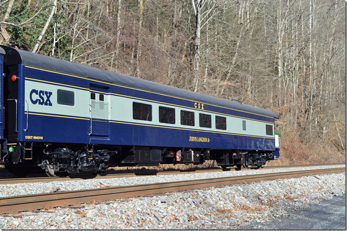 CSX 994310 was formerly the “West Virginia.” It is used for storage of the gifts to be distributed on the trip. Jervis Langdon was president of the B&O at the time of the merger with C&O. McClure VA.