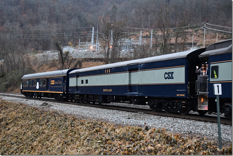 CSX 994362 “David M. LeVan” probably provided extra storage. CSX Santa Train. Elkhorn City KY.