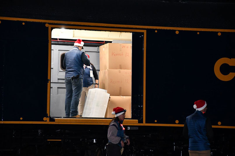 A new car has been lettered especially for the Santa Train, but I didn't get the number. Boxes of contributions are stored in the last car also.