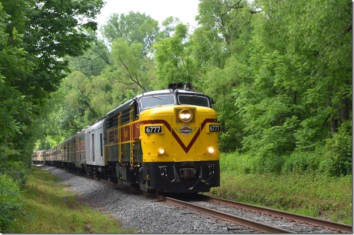 Northbound CVSR 6777 approaches Botzum station at 11:05 AM. CVSR 6777. Botzum OH