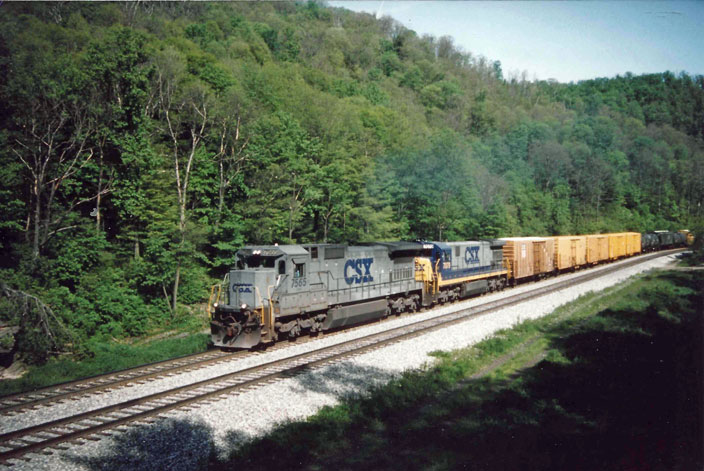 1992. CSX 7565. Sand Patch grade.