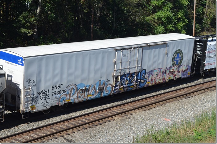 BNSF excess height boxcar 793809 leaving CSX’s Cumberland Yard at Mexico MD. 10-11-2019.