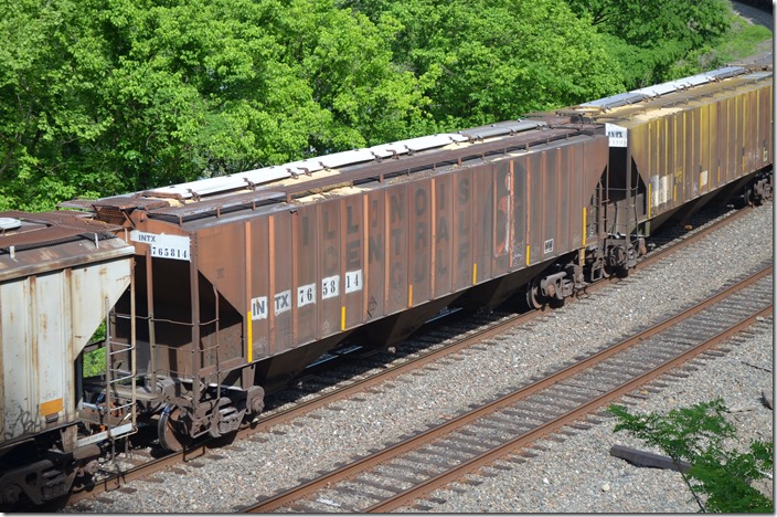 INTX 765814 came from Illinois Central Gulf. This train was full of “fallen flag” cars. Shelby KY.