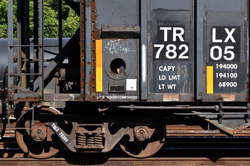Although I've been told, I can't remember what this hole in the side is for. These few cars were sent to Damron Fork mine for a test loading of coal. The operation has since shut down.