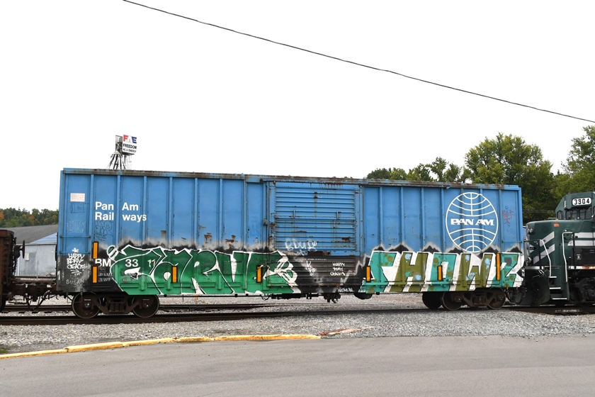 Pan Am Rail is now a part of CSX, so this former Boston & Maine boxcar showing up in Buckhannon WV, is not unusual. The A&O local will be taking it to Heaters this evening to be loaded with wood products. 09-26-2024.