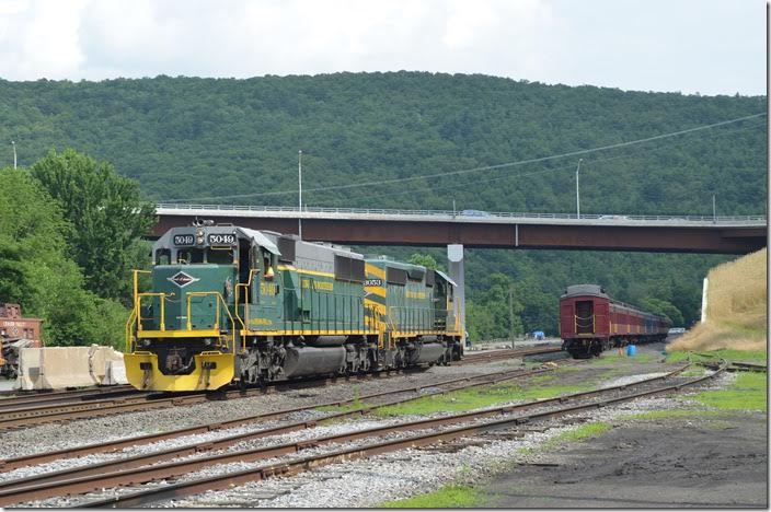 5049 is an ex-UP SD50. RBMN 5049-3053. View 3. Jim Thorpe yard.