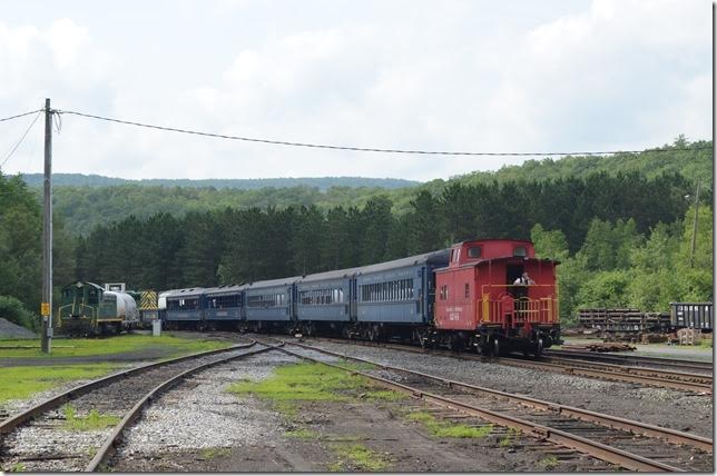 The 1:00 PM train backs into Jim Thorpe. RBMN cab 92844. Jim Thorpe yard.