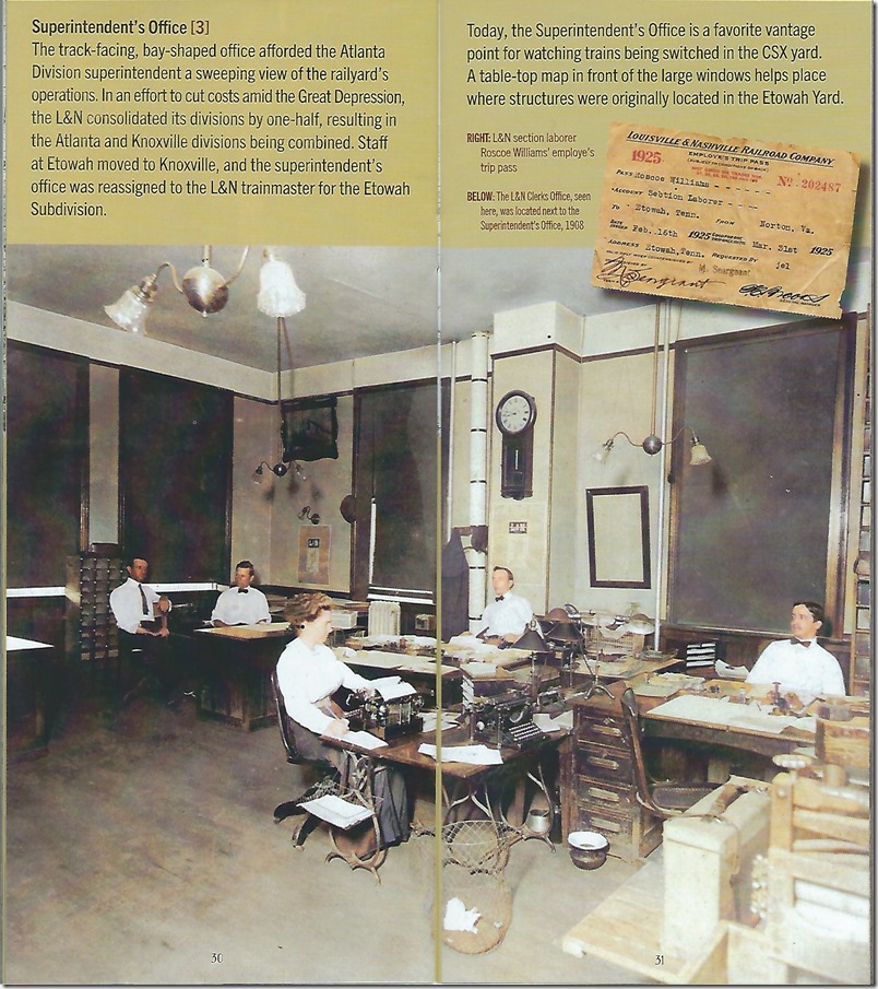 Etowah history. Depot upstairs continued. Superintendent's office.