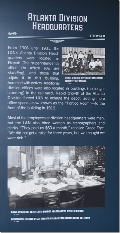 L&N Depot Museum Etowah TN. Atlanta Div HQ description.
