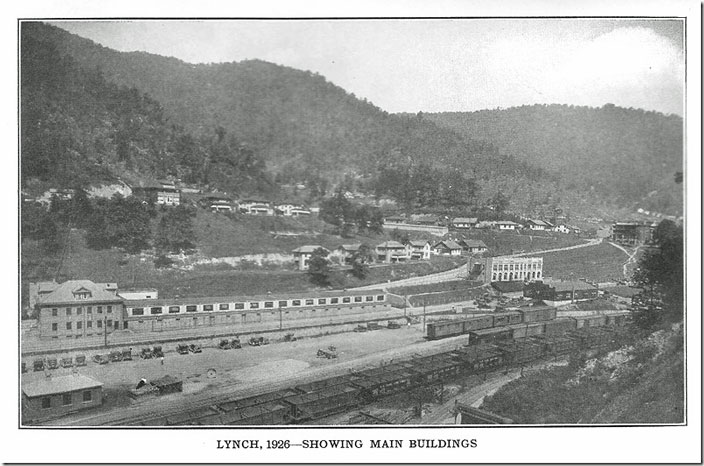 The depot was built in 1925, but I don’t see it in this view. The main office and wash room and locker room is on the left. Hoppers in lower right. USS scene. Lynch KY.