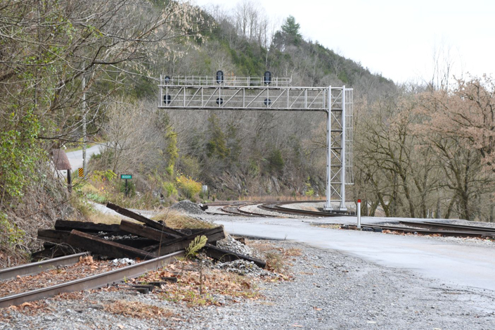 On my way home from shooting CSX Santa Train last November 23rd, I paused at Boody, the junction of the NS Clinch Valley District and CSX's Kingsport SD just east of St. Paul VA. Before mergers Clinchfield and N&W interchanged a significant amount of manifest and coal at this interchange. As soon as the CSX merger was consummated, tidewater export coal from the Clinchfield began moving to Newport News (C&O) instead of Norfolk (N&W). Although there has been nothing interchanged here for decades, the physical connection has been severed.