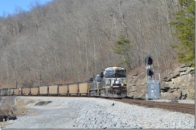 NS 8133-4016 with e/b 740-01 (Bailey Mine PA to Catawba power plant NC) with 101 DKPX (Duke Energy). Caretta Junction WV. A crew from Carbo took over this train in the passing siding at Lomax.