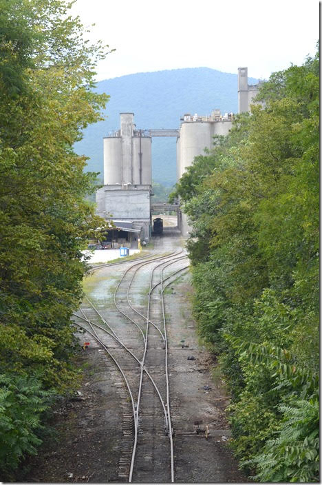 Looks like an industrial switcher parked down there. Titan America Roanoke Cement. Lone Star VA.