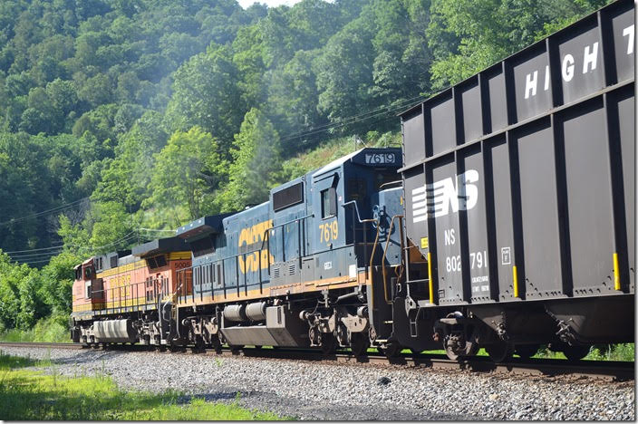 S0G-24 heads into Big Sandy Tunnel No. 1. 06-24-2018. BNSF 5005-GECX 7619. Panco WV.