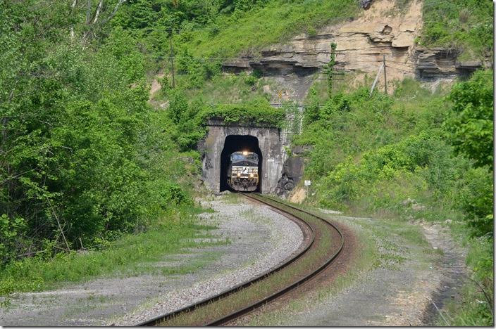 NS 9331-UP 9762 e/b ethanol train 66E exits Big Sandy Tunnel No. 1 at Panco. Note the notched portal.