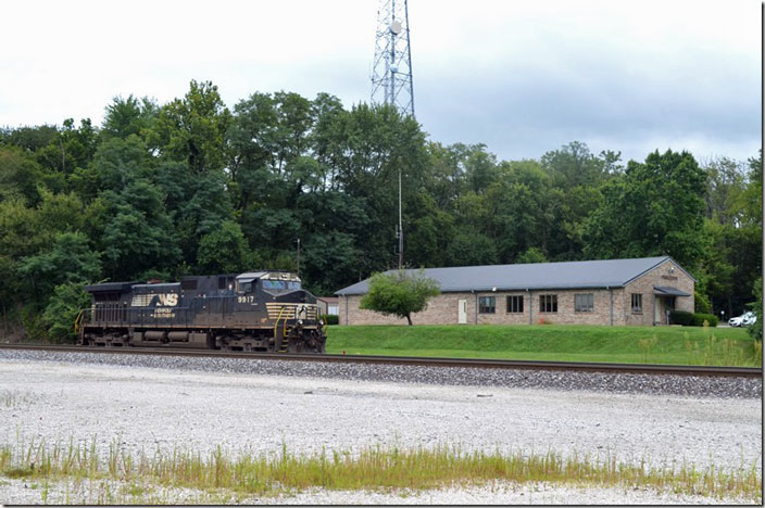 NS yard office and NS engine 9917 at Princeton IN.