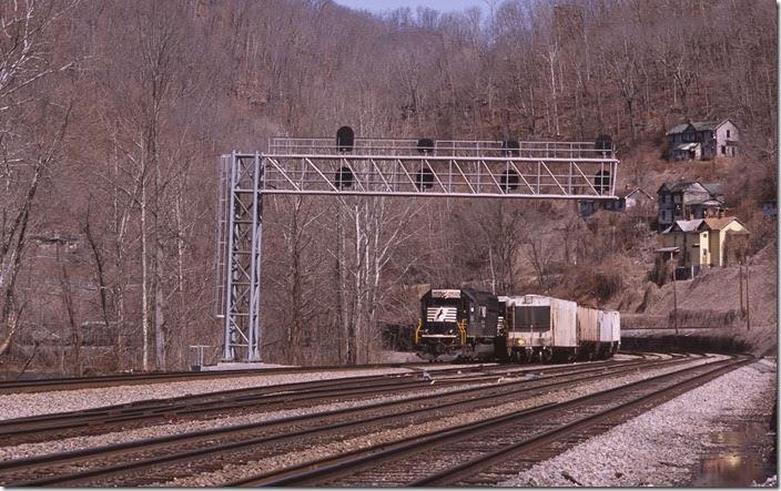 No. 746 stops at Caples to set off 8727 and get a helper. View 2.