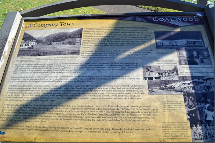 Coalwood WV interpretive sign - a Company Town.