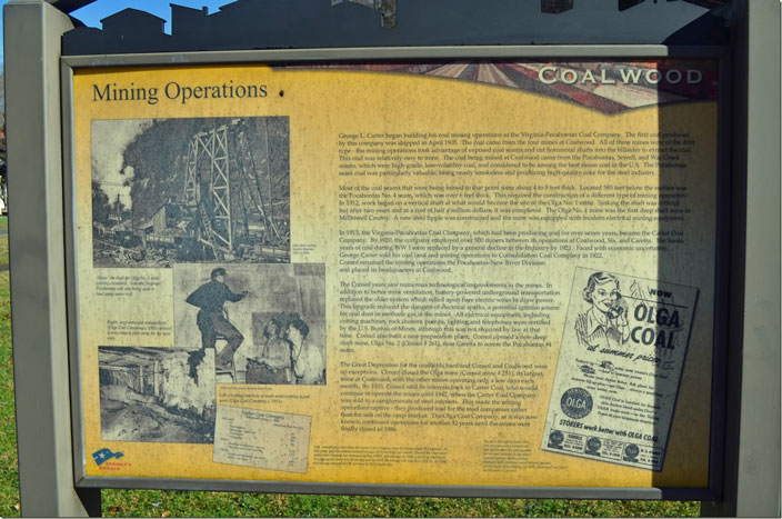 Coalwood WV interpretive sign - Mining Operations.