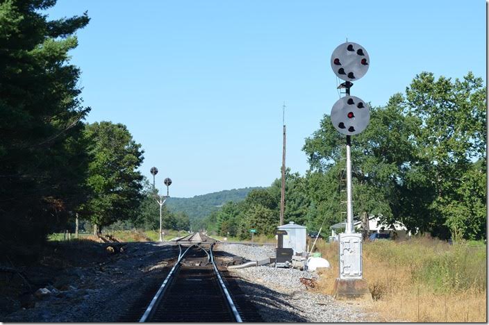 Beginning of double track looking south at Pkin. NS signal Pkin.