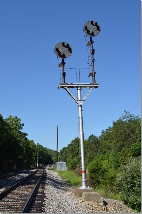 South end of double track at Vesuvius VA. NS signal Vesuvius.