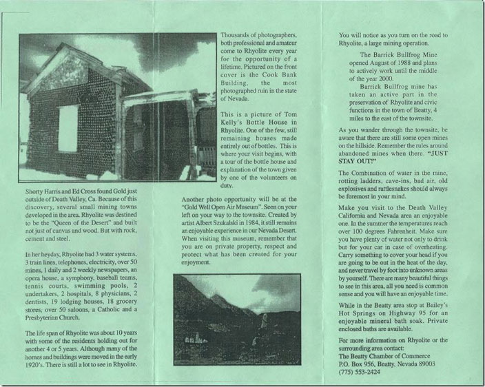 Rhyolite NV brochure. Page 2.