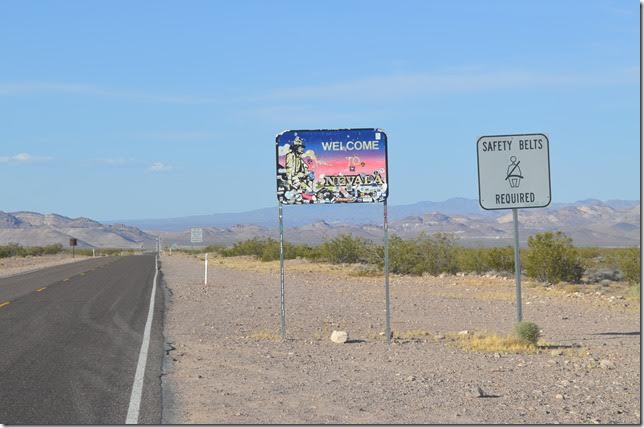 Nevada state line near Rhyolite. It was 115 miles from Beatty to Las Vegas, and we got there after dark. Much of US 95, I’ve read, uses the old LV&T roadbed. After having read up on the southern railroads in Nevada I would like to visit this forbidding region again. 