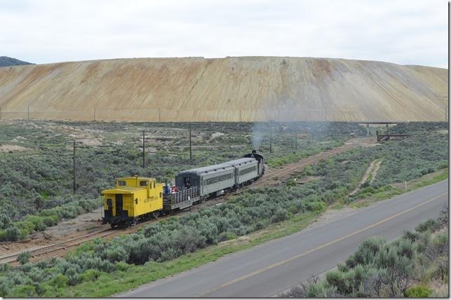 No 93 heads into the wye at Keystone. The highway bridge once went to Lone Tree and Old Ruth. It appears to be an access road to the mine now.