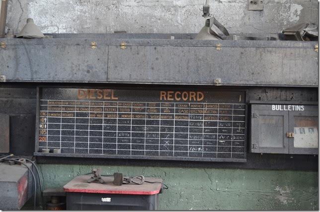 Crew bulletins were kept at the right. These were required reading for conductors, etc., and usually indicated temporary changes in operations.