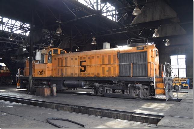 NN RS-3 105 in the “engine house” portion of the shop. Note the smoke jacks.