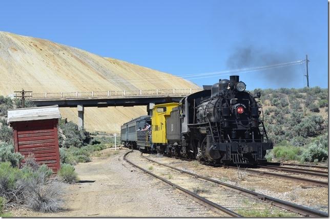 I hoped they would run around their train, but they didn’t. Appears to be a telephone booth on the left. Keystone is at MP 145.8 from the junction with the old SP at Cobre. I don’t know how much of the line from McGill Junction north is intact.