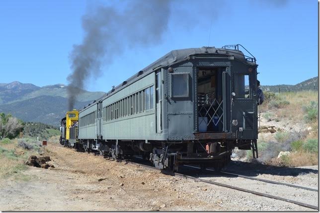 The coaches are former Illinois Central commuter cars.