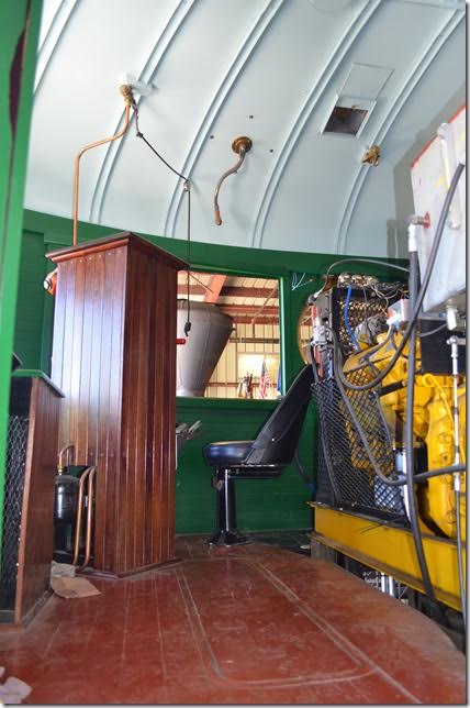 The control stand and engineers seat for V&T McKeen Motor Car 22. A new Caterpillar engine now powers the car.