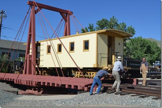 Being turned on the “Armstrong” turntable before being pushed inside. The turntable was constructed at the site, presumably from vintage drawings.