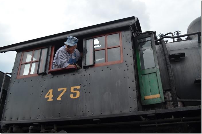 Time to move the engine. This sequence of events happened every day before the “Virginia Creeper” departed Bristol. In 475’s case, it was the “Salem Local”. Engineer in cab 475.