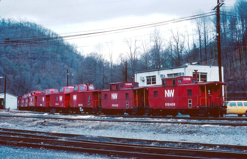 This string of cabooses indicate just how many conductors worked out of Weller in those days. A few are ex-Wabash. 12-11-1983.