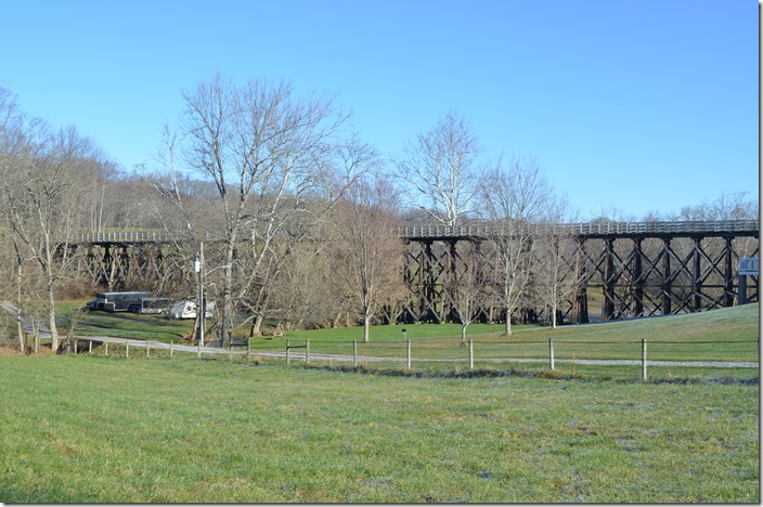 Looking north from VA 677 at NW bridge over Fifteen Mile Creek at Watauga VA.