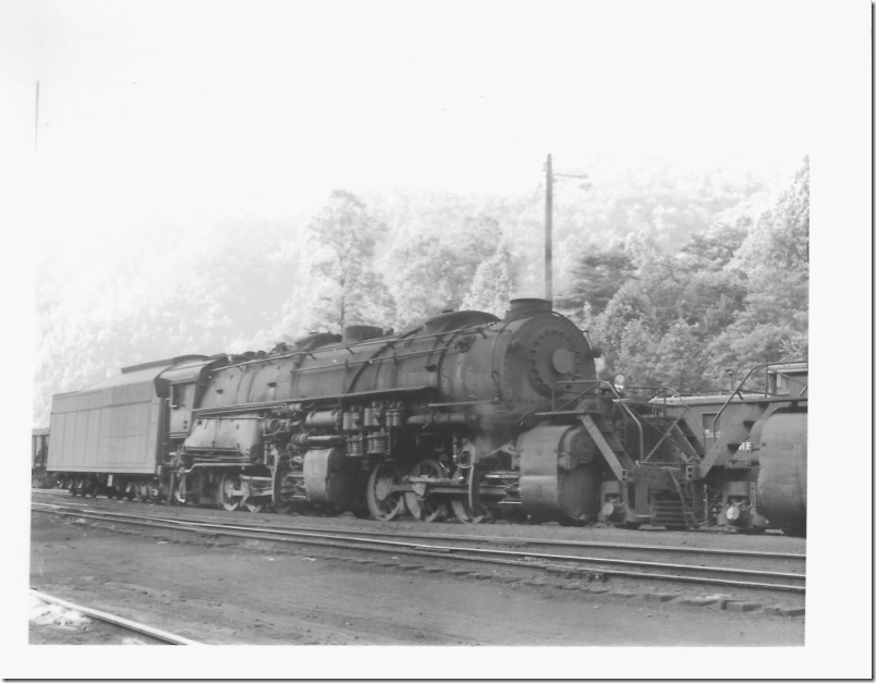 N&W Y-6 2149 was built at Roanoke locomotive shop in 1940. Weller VA. 05-31-1959. R. L. Harvey collection.