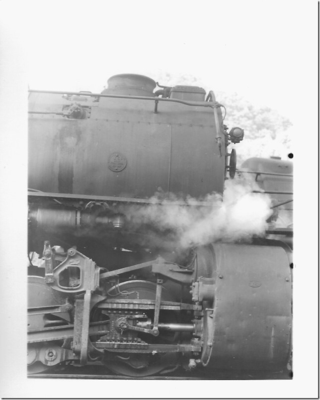 Front end throttle and Worthington model SA feed-water heater on N&W 2198. The SA replaced those hideous Worthington BLs used on previous Mallet classes. Weller VA. 05-31-1959. R. L. Harvey collection.