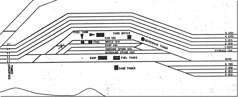 Tracks 6-9 were added after the above photo was taken. This Weller Terminal Zone diagram dates from the 1980s or 1990s. NS Weller.