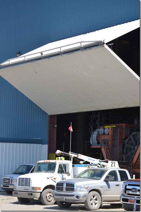 Front of the huge shop building where they do maintenance on the giant Caterpillar rock trucks.