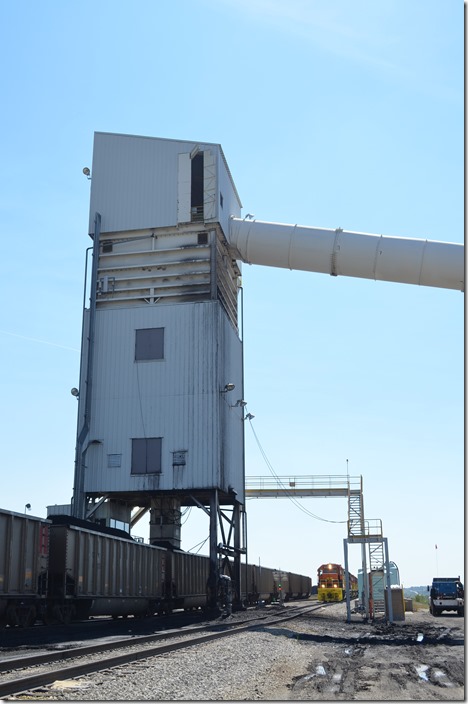 INRD train loading CEFX tubs for Hoosier Energy at Merom, IL.