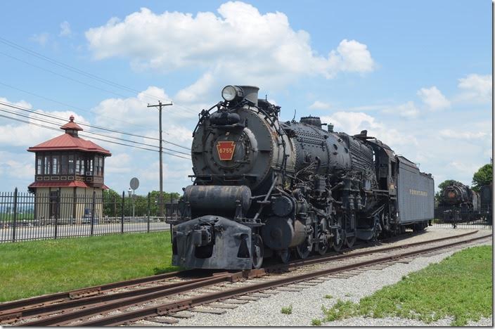 PRR M1b 6755 was built at Altoona in 1930. Restored LEMO tower is in the background across the road at Strasburg Railroad.