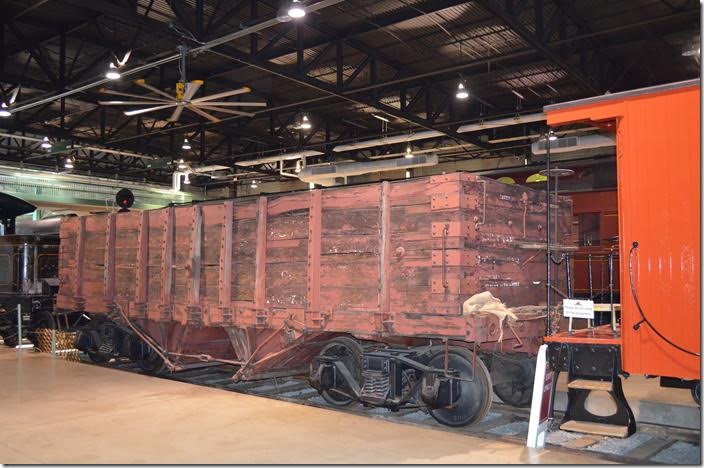 Pittsburgh, Youngstown & Ashtabula Ry. wooden hopper 1818. This car was built in 1895 for this subsidiary of the mighty Pennsy. Earlier pictures taken at the museum show the paint in much better condition. Evidently it was displayed outside for a long time.