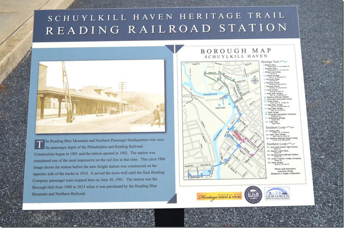 Schuylkill Haven Reading depot informational plaque.
